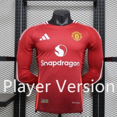 Player Version 2024-25 Manchester United Home Red LS Thailand Soccer Jersey AAA-888