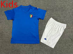 Retro Version 2000 Italy Home Blue Kids/Youth Soccer Uniform-7809