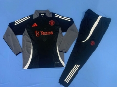 2024-25 Manchester United Black Thailand Soccer Tracksuit Uniform-4627