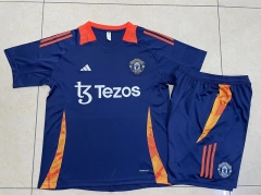 2024-25 Manchester United Royal Blue Short-sleeved Thailand Soccer Tracksuit Uniform-815
