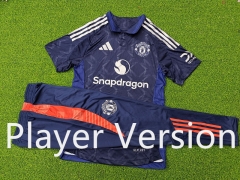 Player Version 2024-25 Manchester United Away Royal Blue Thailand Soccer Tracksuit Uniform-9926
