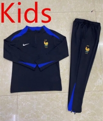 Player Version 2024-25  France  Blue Thailand kids  Soccer Tracksuit Uniform-411