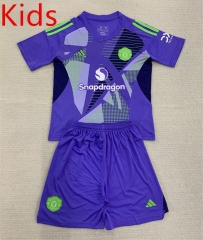 2024-25 Manchester United Goalkeeper Purple Kids/Youth Soccer Uniform-AY