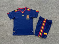 Retro Version 2010 Spain Away Blue Kids/Youth Soccer Uniform-7809