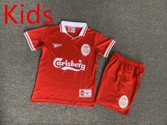 Retro  Version 96-97  Liverpool Home Red Kids/Youth Soccer Uniform-7809