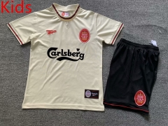 Retro  Version 96-97  Liverpool Away Gray  Kids/Youth Soccer Uniform-7809