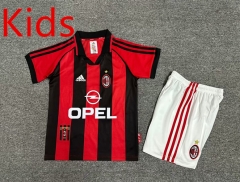 Retro Version 98-99 AC Milan Home Red&Black Kids/Youth Soccer Uniform-7809