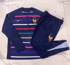 2024-2025 France Royal Blue Thailand Soccer Tracksuit -815