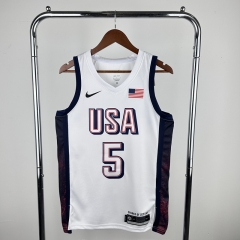 2024 USA Dream Team White #5 NBA Jersey-311