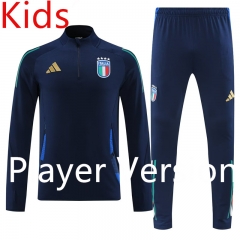 Player Version 2024-2025 Italy Royal Blue Kids/Youth Soccer Tracksuit-4627