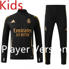 Player version 2024-25 Real Madrid Black Kids/Youth Soccer Tracksuit-4627