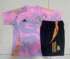 2024-2025 Real Madrid PInk Short-sleeved Thailand Soccer Tracksuit-815