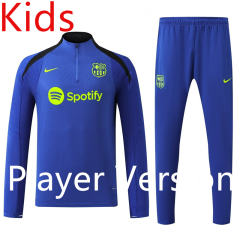 Player Version 2024-2025 Barcelona Blue Kid-Youth Soccer Tracksuit -4627