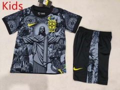 2024-2025 Jesus Version Brazil Black Kids/Youth Soccer Uniform-1704