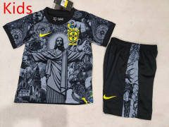 2024-2025 Jesus Version Brazil Black Kids/Youth Soccer Uniform-1704