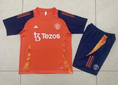 2024-2025 Manchester United Orange Short-Sleeve Thailand Soccer Tracksuit-815