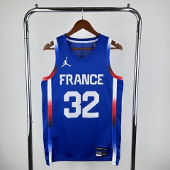 2024 Olympic Games NBA France Blue #32 Jersey-311