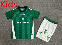 2024-2025 SV Werder Bremen Home Green Kids/Youth Soccer Uniform-7809
