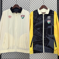 (S-3XL) 2024-2025 Fluminense Yellow Reversible Trench Coats -0255