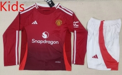 2024-2025 Manchester United Home Red Kids/Youth LS Soccer Uniform-507