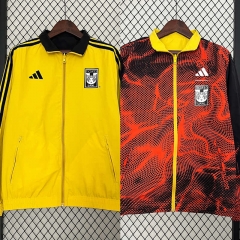 (S-3XL) 2024-2025 Tigres UANL Orange&Yellow Reversible Trench Coats -0255