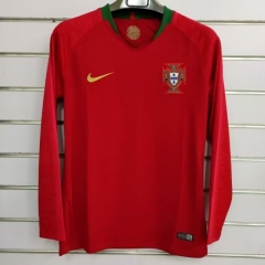 2018 Portugal Home Red  LS Thailand Soccer Jersey AAA-6486