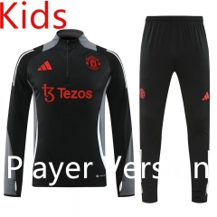 Player version 2024-2025 Manchester United Black Kids/Youth Soccer Tracksuit -4627