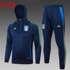 2024-2025 Italy Blue Kids/Youth Soccer Tracksuit With Hat-815