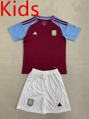 2024-25 Aston Villa Home Red Kids&Youth Soccer Uniform-AY