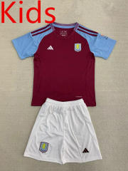 2024-25 Aston Villa Home Red Kids&Youth Soccer Uniform-AY