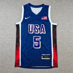 USA Dream Team Dark Blue Stripe #5 NBA Jersey-1380