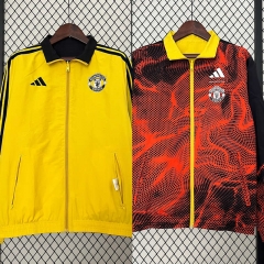 (S-3XL) 2024-2025 Manchester United Orange&Yellow Reversible Trench Coats -0255