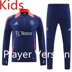 Player version 2024-2025 Manchester United Royal Blue Kids/Youth Soccer Tracksuit -4627