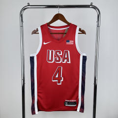 2024 USA Dream Team Red 4  NBA Jersey-311