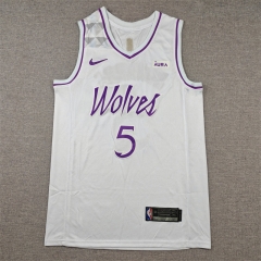Minnesota Timberwolves White #5 NBA Jersey-1380