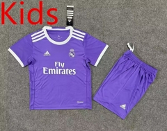 Retro Version 16-17 Real Madrid Away Purple Kid/Youth Soccer Uniform-8975