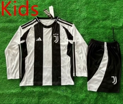 2024-25 Juventus Home White& Black  Soccer kids LS Uniform-5177