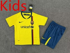 Retro Version 08-09 Barcelona Away Yellow Kid/Youth Soccer Uniform-8975