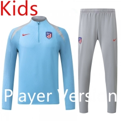Player Version 2024-25 Atletico Madrid Light Blue Kids/Youth Soccer Tracksuit -4627