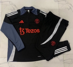 2024-2025 Manchester United Black Thailand Soccer Tracksuit Uniform-815