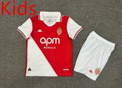 2024-25 Monaco Home Red&White kids Soccer Uniform-7809