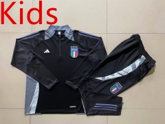 2024-2025 Italy Black Kids/Youth Soccer Tracksuit-815