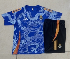 2024-2025 Real Madrid Light Blue Short-Sleeved Thailand Soccer Tracksuit-815