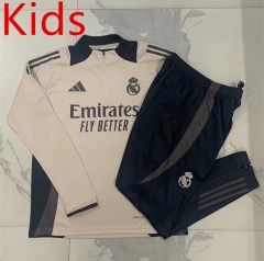 2024-25 Real Madrid Light Pink Kids/Youth Soccer Tracksuit-815