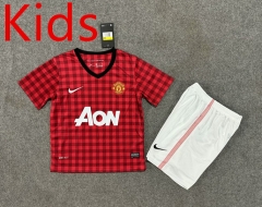 Retro Version 12-13 Manchester United Home Red Kids/Youth Soccer Uniform-6748