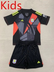 2024-2025 Aston Villa Goalkeeper Black Kids/Youth Soccer Uniform-AY