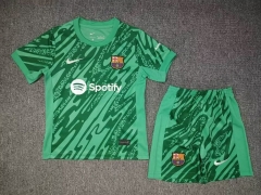 2024-25 Barcelona goalkeeper  Green kids Soccer Uniform
