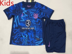 2024-2025 Atletico Madrid 2nd Away Blue Youth/Kids Soccer Uniform-507