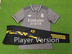Player Version 2024-2025 Real Madrid 2nd Away Gray Short-Sleeve Thailand Soccer Tracksuit-9926