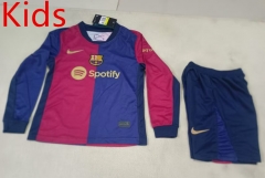 2024-2025 Barcelona Home Red&Blue LS Kid/Youth Soccer Uniform-507